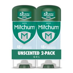 Mitchum 男士除臭剂止汗剂 三重防异味凝胶棒 48小时 无香型 3.4盎司 2件装