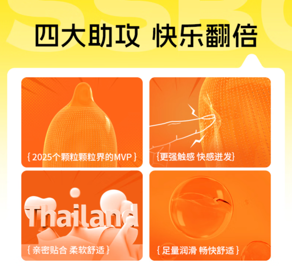 杰士邦 超薄安全套 喵舌颗粒多 3只