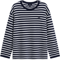 Gap 盖璞 女装 Logo刺绣条纹宽松圆领针织衫