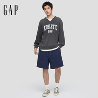 Gap 866097 logo印花宽松圆领长袖卫衣 碳灰色 L