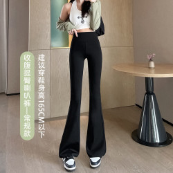 燠阳 秋冬微喇鲨鱼裤黑色常规款