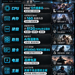 酷锡 RTX4060/5060台式电脑主机全套整机酷睿i5i7电竞高配设计剪辑专用组装台式机家用