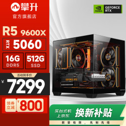 攀升 台式电脑主机  R5-9600X RTX 5060 512GB 16GB
