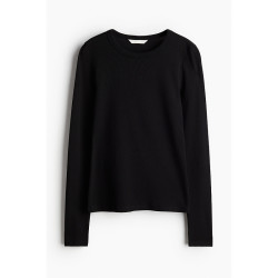 H&M 女装T恤2025春季新款简约舒适修身柔软圆领长袖内搭上衣1254718