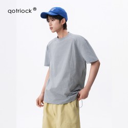QOTRIOCK [抑菌冰皮]夏季双肩线凉感口粮短袖宽松弹力纤维透气速干健身T恤