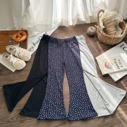 妞宝 女童韩系喇叭裤2025夏季新款薄款软糯高弹针织裤儿童洋气碎花裤潮
