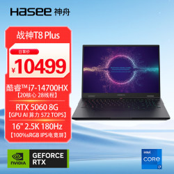 神舟 战神T8 Plus i7-14700HX RTX5060 灰色 16GB+1TB 游戏本