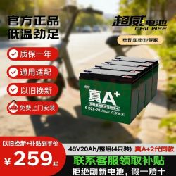 超威电池 超威（CHILWEE）电瓶车电瓶电动车电池48V20Ah铅酸电池 可免费上门安装非锂电池