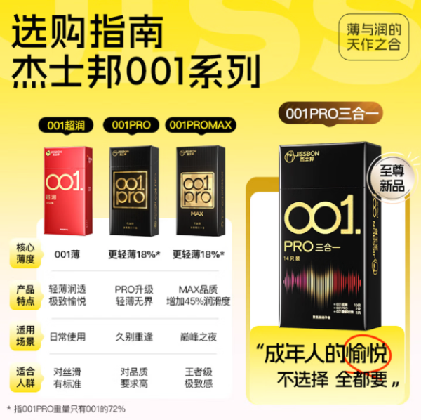 杰士邦 001 裸感超润 安全套 5只