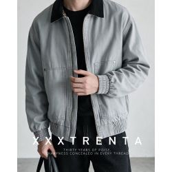 XXXTRENTA美式秋冬新款水洗夹克衫时尚休闲男士大码翻领夹克外套 浅蓝