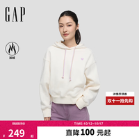 Gap 秋新品爱心logo加绒彩绳连帽宽松卫衣