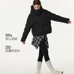 坦博尔 泡芙羽绒服可脱卸帽加厚保暖面包服 黑色 M (165)