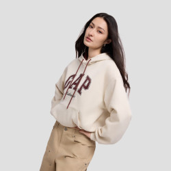 Gap 女装2026秋新品美式撞色logo刺绣加绒连帽卫衣上衣2SS623034