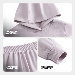 NIKE耐克 女童加绒连帽卫衣长裤套装 灰紫色 130