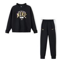 NIKE耐克 青少年纯棉卫衣长裤套装 正黑色 140/68