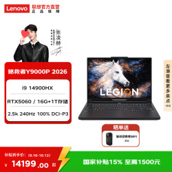 联想 拯救者Y9000P 2026 16英寸电竞游戏本笔记本电脑 i9 14900HX 16G 1T RTX5060黑