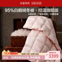 水星家纺 A类抑菌阻螨95%白鹅绒冬被芯钻绒秋冬羽绒被子 95%白鹅绒冬被·220cm×240cm