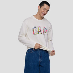 Gap 男女装秋季logo涂鸦印花纯棉宽松长袖T恤