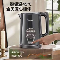 美的 烧水壶 304不锈钢一体无缝内胆 电水壶 1.5L