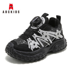 ABCKIDS ABC KIDS童鞋 冬季新款加绒舒适潮流百搭小花旋钮扣男女童运动休闲鞋