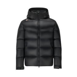 迪桑特 SKI STYLE系列男士HEAT NAVI保暖可拆卸连帽亮面鹅绒运动羽绒服 BK-黑色 M (170/92A)