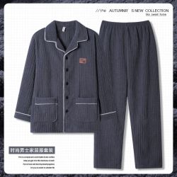 FOURDATRY 轻奢四季款男睡衣加厚加绒珊瑚绒保暖法兰绒大码男士家居服套装