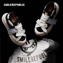 SMILEREPUBLIC 经典黑色开口笑增高厚底低帮圆头帆布鞋女鞋秋季 1 黑色 38