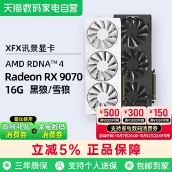 讯景 AMD Radeon RX 9070 16G雪狼/黑狼游戏显卡电竞AI台式电脑