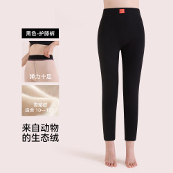 FOURDATRY 冬季保暖裤女加绒加厚发热打底裤加肥大码高腰显瘦驼绒裤弹力秋裤