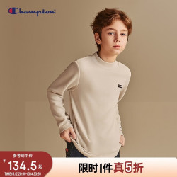 Champion 冠军男女童半高领德绒长袖T恤秋新款吸湿发热儿童上衣