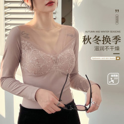 FOURDATRY 德绒保暖上衣女士加绒加厚免穿文胸二合一亲肤防寒保暖内衣秋冬
