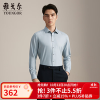 雅戈尔 长袖衬衫男棉混纺DP免烫衬衫抗皱平整有型 灰蓝素色标准版 38 （170/84A）