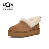 UGG 秋季女士茸茸毛鞋领厚底休闲懒人毛毛鞋 1166733 CHE | 栗色