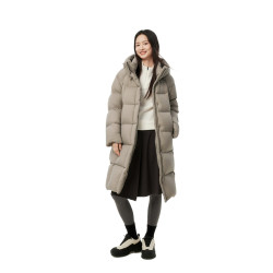 坦博尔 【当季爆款】连帽羽绒服 女中长款加厚保暖上衣外套TBF530780D 松木棕