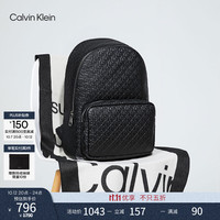 Calvin KleinJeans男士休闲通勤校园风满版ck压印字母拉链大容量双肩包礼物