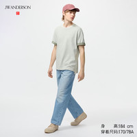 优衣库 直筒牛仔裤/水洗产品男装合作款/丹宁裤长裤487742 63 天蓝色 34 /175/86A