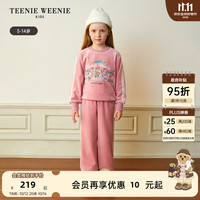 TEENIE WEENIE Kids小熊童装25年新款秋冬女童天鹅绒刺绣套头卫衣 粉色 110cm