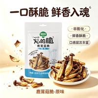 雪榕 鹿茸菇菇脆原味60g非膨化零食低卡解馋办公室小吃