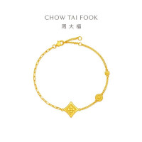 周大福 万相系列宝相花足金黄金手链可调节女R39948送礼