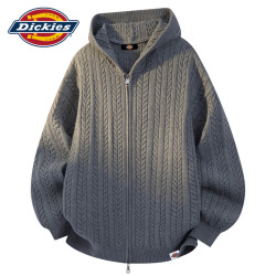 Dickies 港式复古休闲开衫毛衣男士2026秋冬新款宽松舒适百搭潮牌外套服装 深灰色