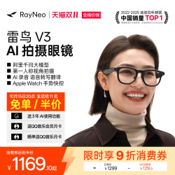 雷鸟智能眼镜 雷鸟 V3 AI拍摄 镜黑亮面+充电盒 智能眼镜