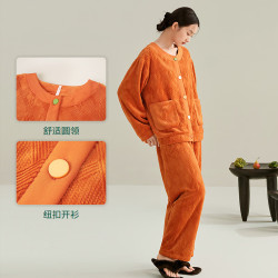 安之伴 26新款睡衣女款秋冬季慕丝绒加绒加厚开衫珊瑚绒家居