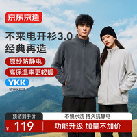 京东京造 摇粒绒外套防静电抓绒衣开衫卫衣夹克男女同款 石墨灰 L