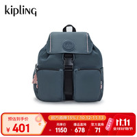 kipling 凯浦林通勤实用大容量双肩背包ALDINE黑粉蓝拼