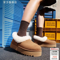 UGG 秋季女士茸茸毛鞋领厚底休闲懒人毛毛鞋 1166733 CHE