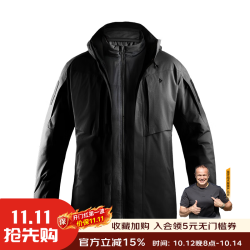 龙牙 雷神三合一五代冲锋衣男户外防风保暖冬防寒外套 极夜黑 XS 165/88A