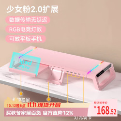 EACHY 显示器增高架多功能台式电脑桌支架显示器支架可折叠收纳架usb-粉