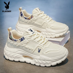 PLAYBOY 男鞋2026新款潮流百搭时尚厚底增高休闲老爹鞋透气运动鞋米蓝41