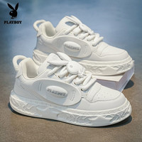PLAYBOY 男鞋2026新款潮流百搭时尚休闲面包鞋厚底青少年运动板鞋白色41