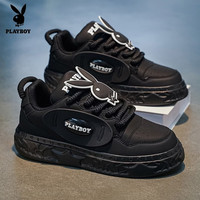 PLAYBOY 男鞋2026新款潮流百搭时尚休闲面包鞋厚底青少年运动板鞋黑色41